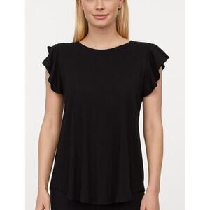 Prin Story black women's flutter sleeve closet staple piece wardrobe essential M